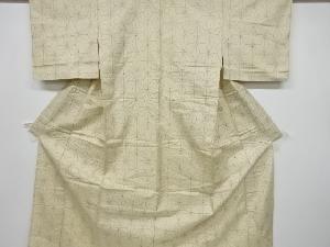 アンティーク　麻の葉織り出し手織り紬単衣着物
